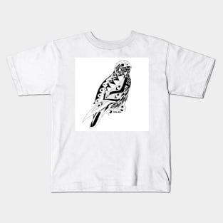 peregrine falcon eagle in ecopop pattern Kids T-Shirt